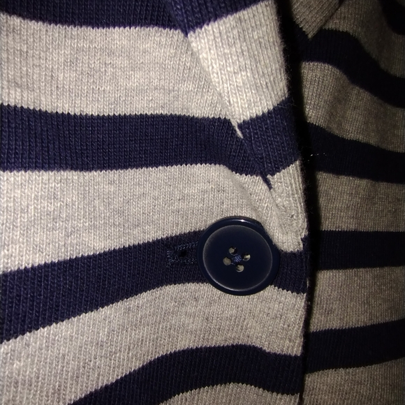 Gap Women's Classic Striped Cotton Blazer Navy Grey Academia Nautical Preppy - Picture 5 of 8
